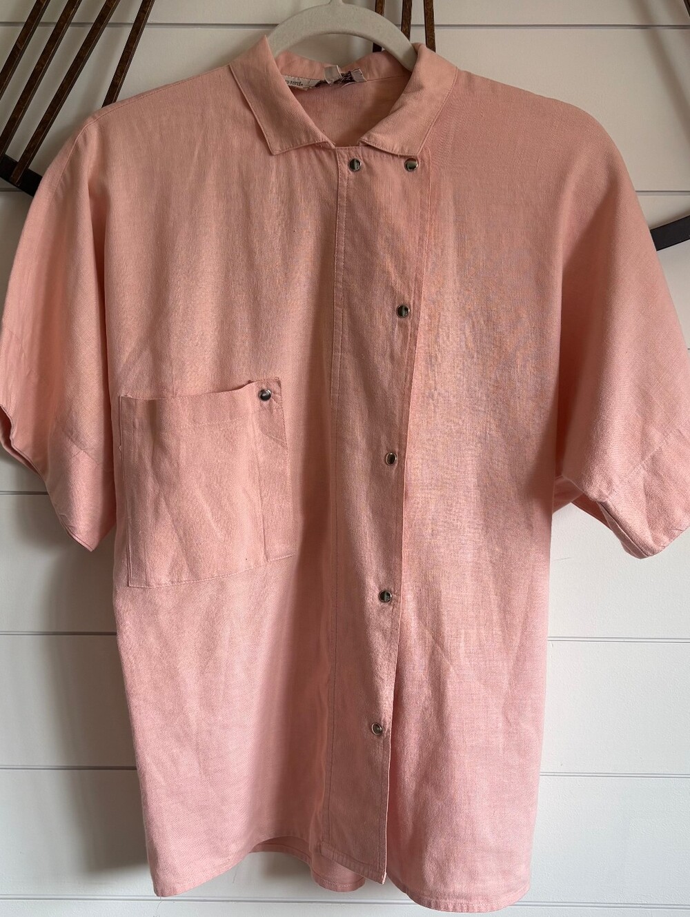 Vintage Stuart Lang Asymmetric Snap-front Blousr In Pink. Size 4